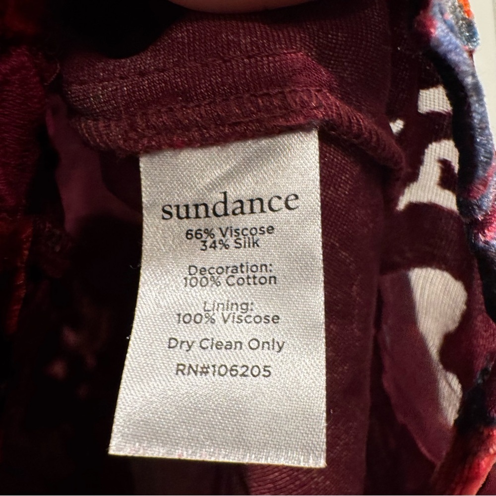 Sundance Velvet Burnout Burgundy Blouse XS Christmas Holiday Festive Dark Floral - Picture 11 of 15